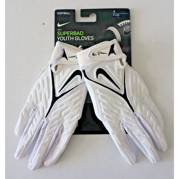Nike N.100.2024.102 Unisex Youth Sz Small White Superbad 6.0 Football Gloves - Picture 1 of 3